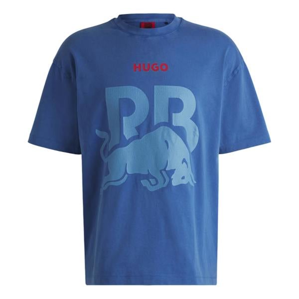 Hugo Unisex Adult RB F1 Racing Graphic Print Oversized T-Shirt - Medium Blue - 
