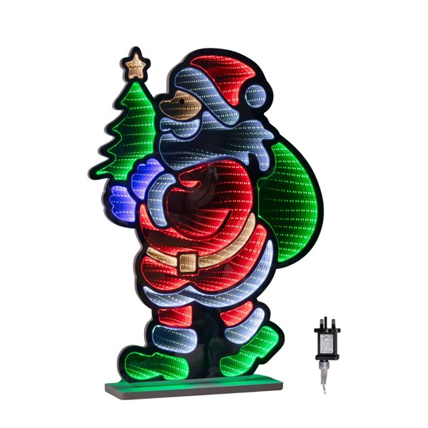 Samuel Alexander 60cm Light up Standing Santa with Tree Christmas Infinity Light with Multi-Coloured LEDs