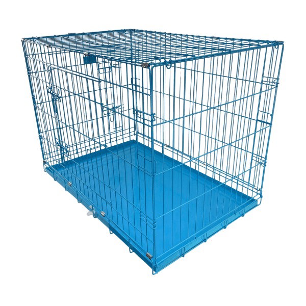 HugglePets Blue Dog Cage with Metal Tray