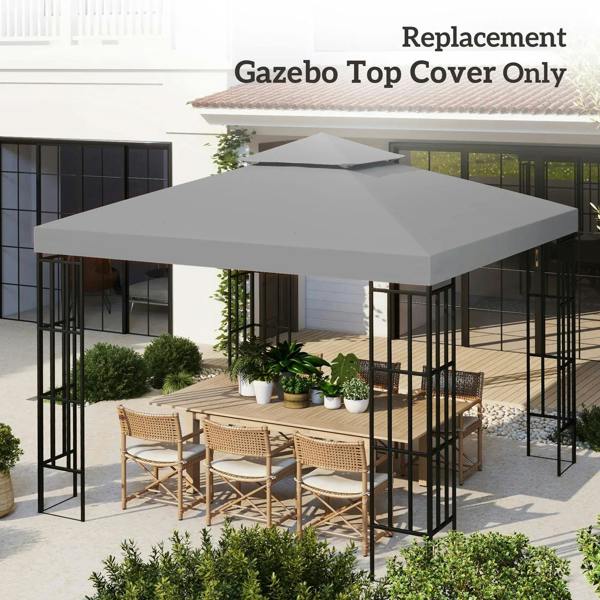 Light grey double-tier replacement gazebo top cover for gazebo roof only