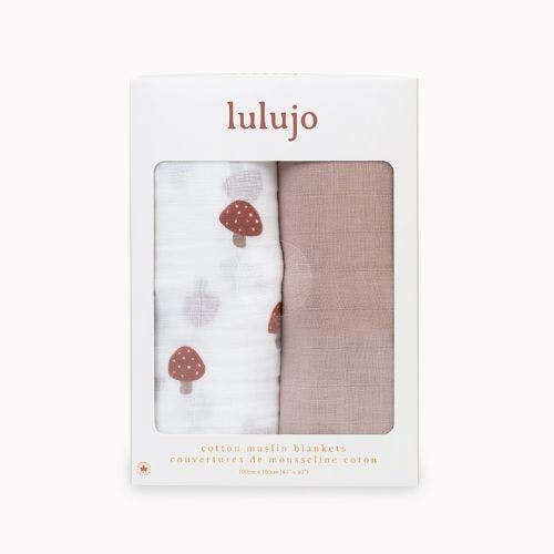 Lulujo - Cotton Swaddle - Mushroom & Sand - 2 Pack