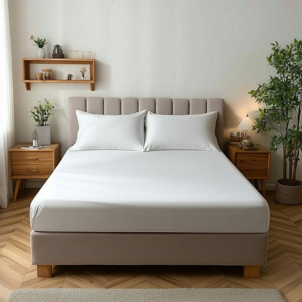 Snug City Microfibre Soft Touch Fitted Sheet 25cm Skirt Plain Dyed Bed Linen