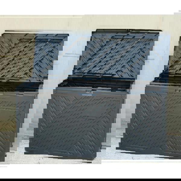 Gr8 Garden Anthracite 280L Plastic Storage Box Garden Outdoor Shed Utility Cushion Chest