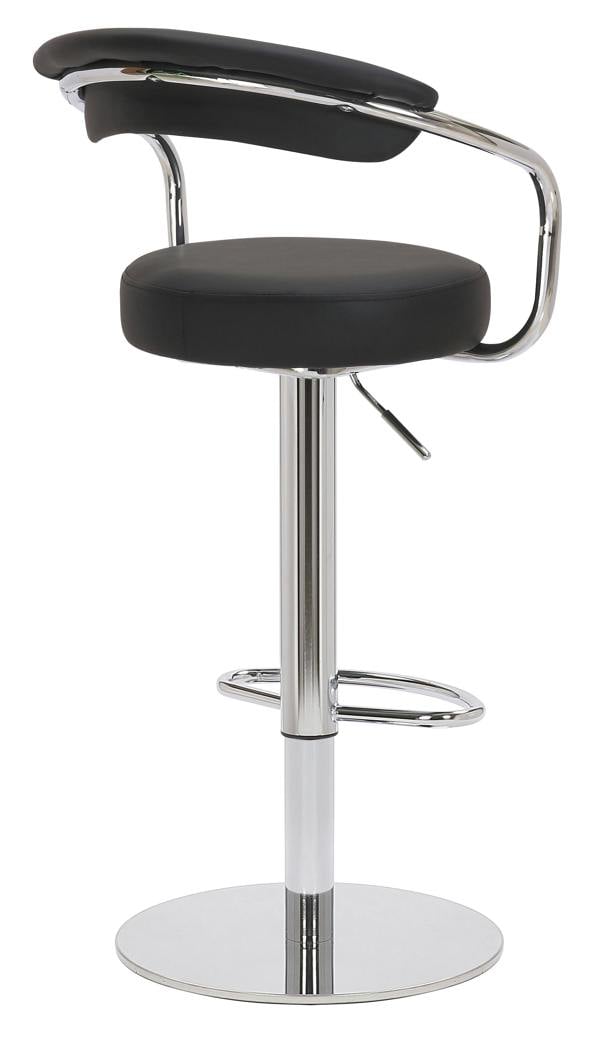Lamboro Zenith Deluxe Single Kitchen Bar Stool, Chrome Footrest, Height Adjustable Swivel Gas Lift, Faux Leather Seat & Backrest, Black