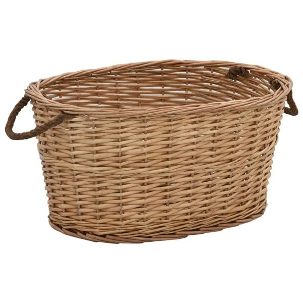 Berkfield Firewood Basket with Carrying Handles 58x42x29 cm Natural Willow