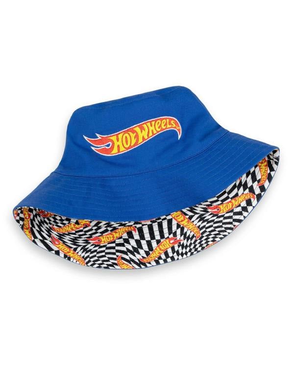 Hot Wheels Mens Multicoloured Logo & Checkerboard Reversible Bucket Hat (One Size)