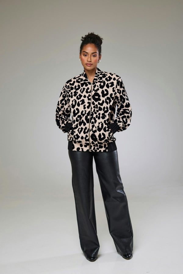 Isha's Timeless collection Leopard Velvet Bomber Jacket