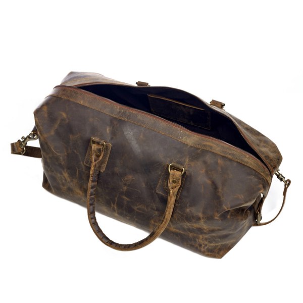 Paper High Personalised Brown Buffalo Leather Overnight Bag