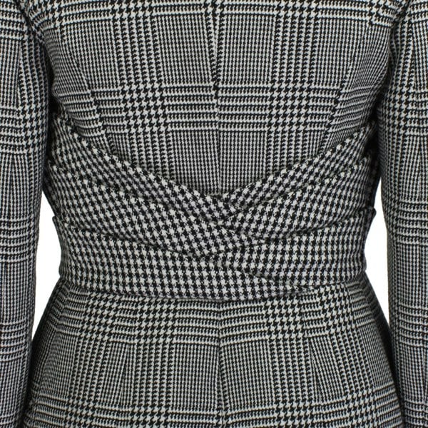 Alexander McQueen black white grey trouser suit with draped jacket blazer
