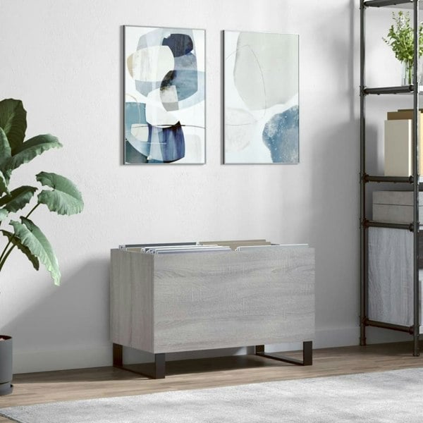 Berkfield Record Cabinet Grey Sonoma 74.5x38x48 cm Engineered Wood