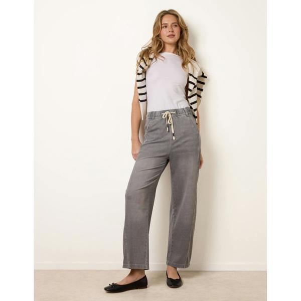 Blue Vanilla Drawstring Seam Detail Wide Leg Jeans