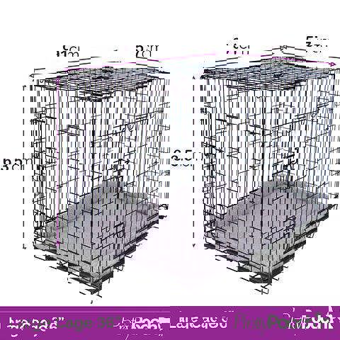 Pretty Pooch Dog Crate Large Cage Puppy Cat Pet Training Tray and Bed With Two Gloves
