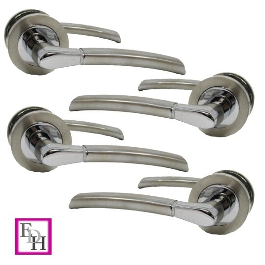 EDH Door Hardware Epsom Door Handle Internal Chrome & Satin Duo Door Handles- 4 sets