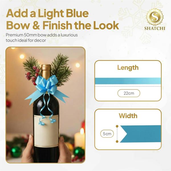 50mm Pale Blue Pull Bows, Multi-Pack Ribbon Gift Bows for Wrapping, Hampers and Décor image 9
