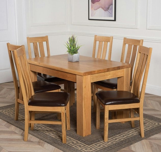 That's Furniture Dakota Small Oak Dining Table with Princeton Oak Chairs