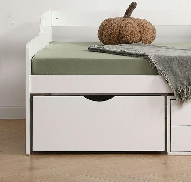 Mission TM London Cabin Day Bed with Storage Drawers and Shelf, Pine, White