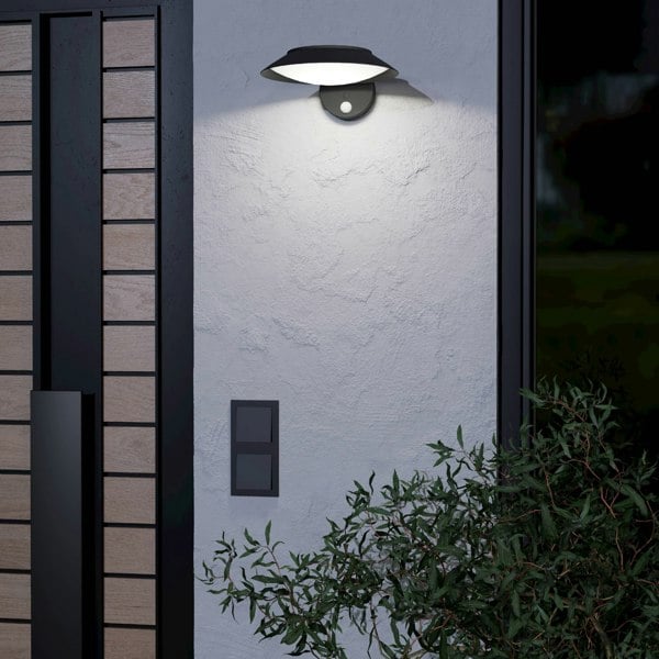 EGLO Cerrisi Outdoor Solar Wall Light (With Motion Sensor) Black
