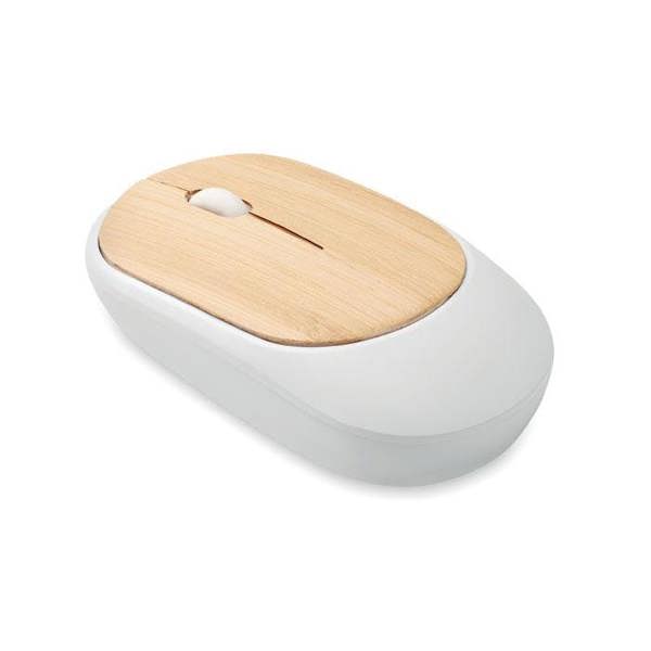 MidOcean Curvy Bam Bamboo Wireless Mouse - White - 