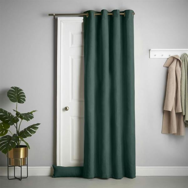 Luxury Living Velvet Chenille Thermal Fleece Lined Single Eyelet Door Curtain