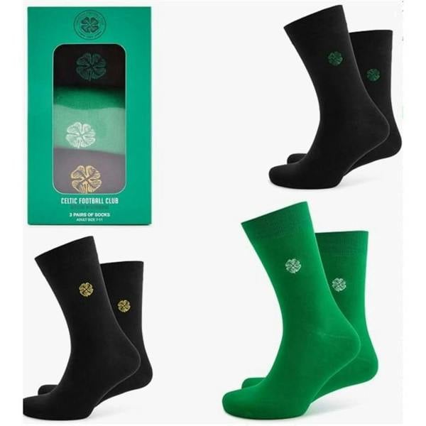 Celtic FC 3 Pack Dress Sock Set - Size 7 - 11, Socks, Sports, Gift