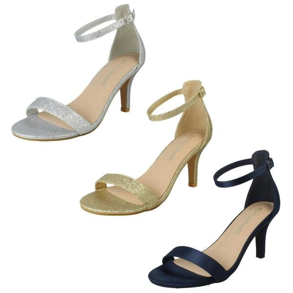 Spot On Ladies Spot On Wide Fit High Heeled Evening Sandals F12121