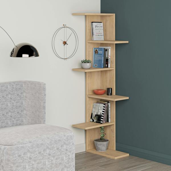 Decortie Saso Modern Corner Bookcase Display Unit Medium 141(H)cm