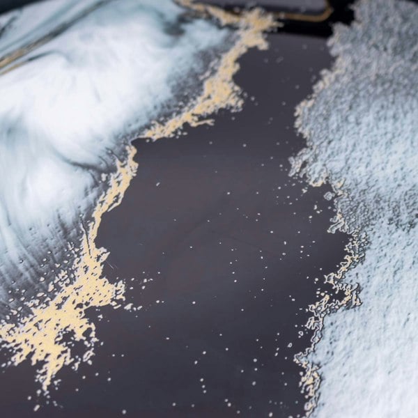 Maison des Cadeaux Round Black Abstract Tray & Coaster Set