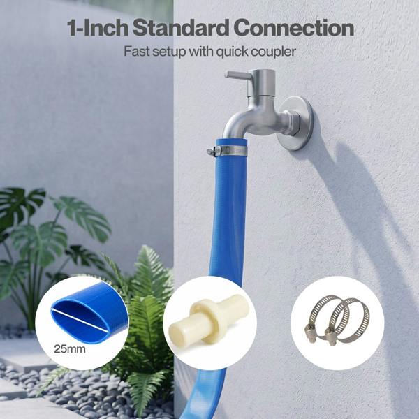 TradeRight Hose Pipe 1 Inch Reinforced PVC 20m for Home Pool Drainage Pump Blue