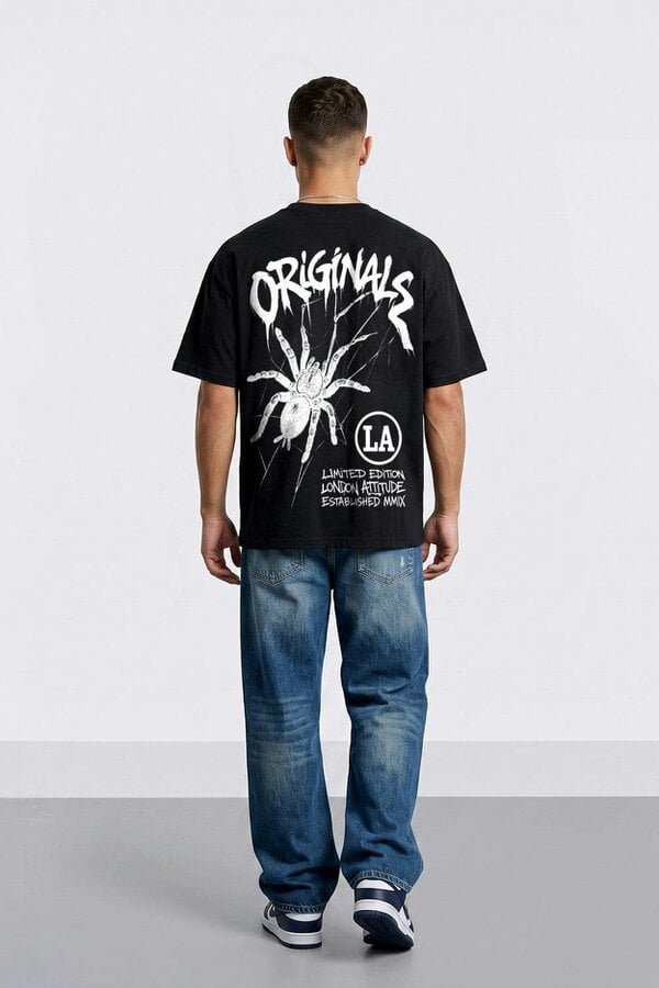 London Attitude Originals Oversized Heavyweight Spider Graphic T-Shirt