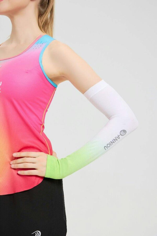 Anniou UPF 100 Gradient Arm Sleeves - Green - One size