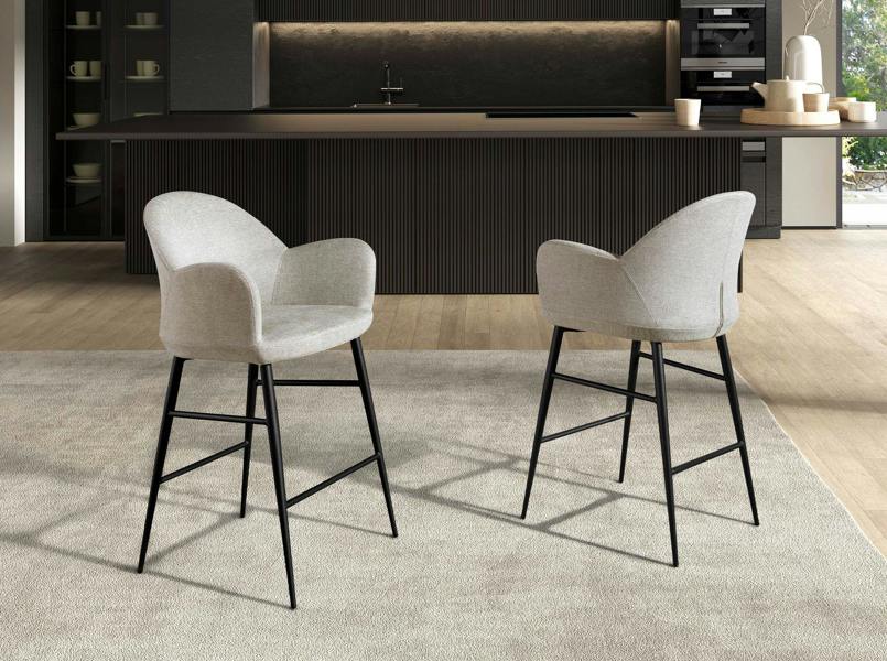 Angel Cerdá Light Grey Fabric Stool 4174