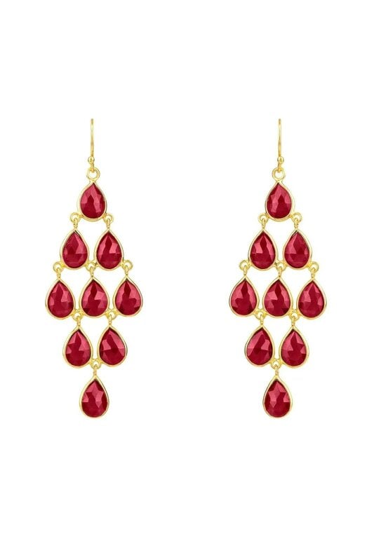 Latelita Erviola Gemstone Cascade Earrings Gold Garnet