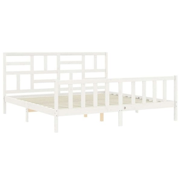 Berkfield Bed Frame with Headboard White 200x200 cm Solid Wood