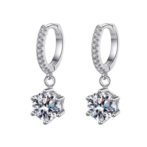 Serafina Samantha Earrings - Silver Plated CZ Drop Hoop Earrings with 925 Sterling Silver Posts