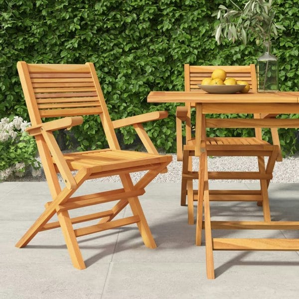 Berkfield Folding Garden Chairs 2 pcs 55x62x90 cm Solid Wood Teak