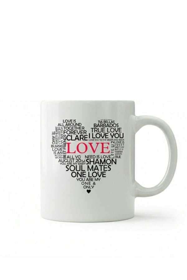 Dyzi Love Typography Heart Printed Ceramic Mug Valentine’s Day Gift
