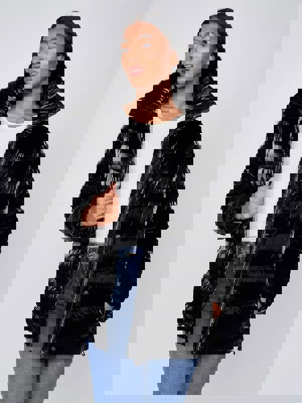 Crosshatch Cassandra High Shine Jacket Black