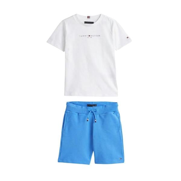 Tommy Hilfiger Boys Lettering T-Shirt & Shorts Set - White/Blue - 
