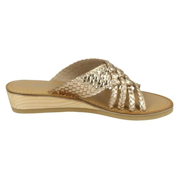 Leather Collection Ladies Leather Collection Low Wedge Braided X Stap Mules