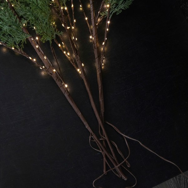Samuel Alexander 90cm Set of 3 Light up Christmas Fir Twig with 90 Warm White LEDs (Twigs only)