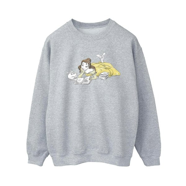 Disney Womens/Ladies Beauty And The Beast Belle Reading Sweatshirt - Sports Grey