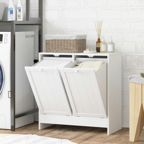 Wyld Haus Nema White Double HamFauxr Laundry Storage Cabinet