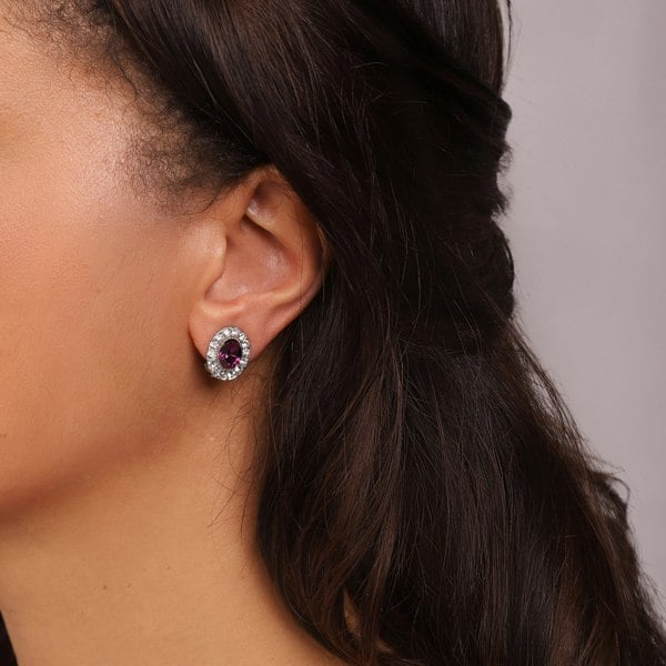 Gold Trip Vintage Amethyst Silver Clip-On Earrings
