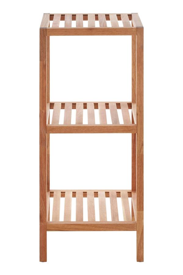 Salon 3 Tier Walnut Wood Bathroom Shelf Unit