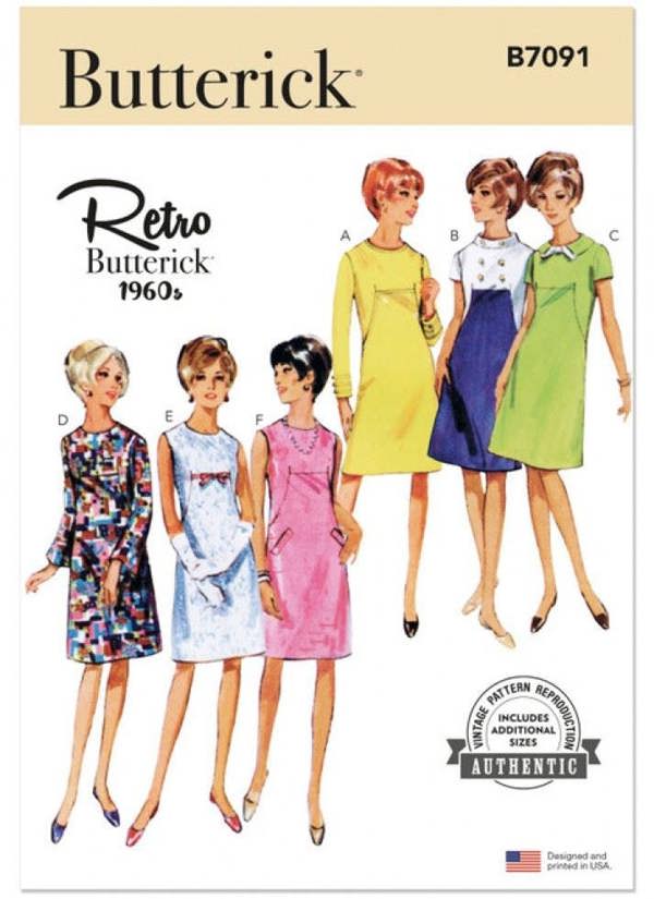 Butterick Sewing Pattern 7091, Dresses, Vintage Style for Women, N5 (10-12-14-16-18) - Easy