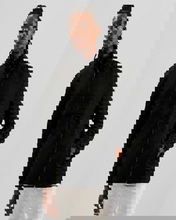 Ted Baker Basham Mens Nylon Sateen Hooded Jacket - Black - CHO - Designer Mens Jackets