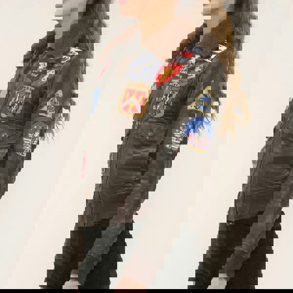 Leather Company Women's Real Leather Air Force A2 Flight Bomber Jacket