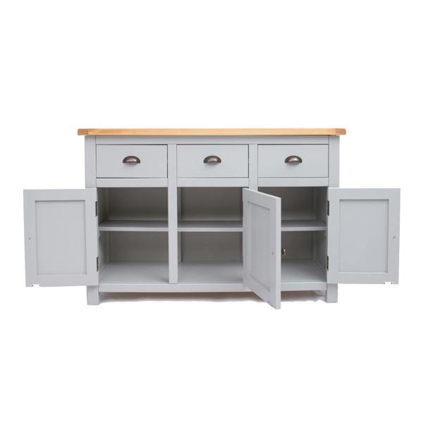 Cabinet Bits Argenta Light Grey 3 Drawer 3 Door Sideboard Brass Cup Handle