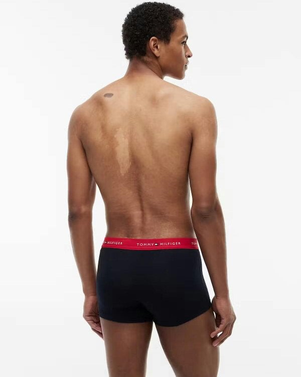 Tommy Hilfiger 3-Pack Logo Waistband Mens Trunks - Primary Red/White/Desert Sky