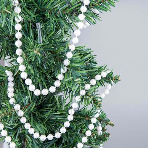 24ft White Shiny Bead Chain Christmas Garland for Tree, Wreath and Festive DIY Decoration image 6